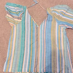 New Ann Taylor Striped Linen Top.